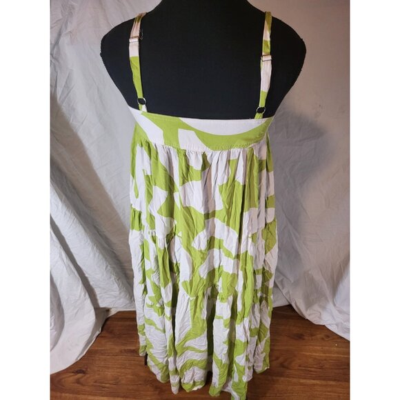 Anthropologie Abel The Label Trapeze Maxi Dress Abstract Print  Green & White XS - Picture 5 of 7